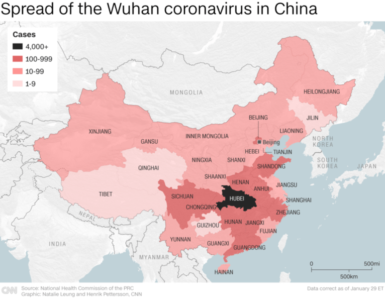coronavirus affected areas